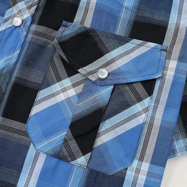Dubinik® Western Shirts for Men Short Sleeve Plaid Pearl Snap Shirts for Men Button Up Shirt Cowboy Casual Work Shirt