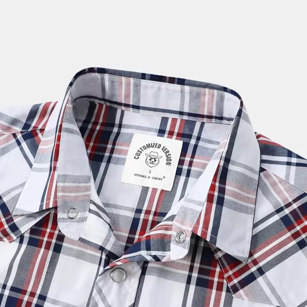 Dubinik® Western Shirts for Men Short Sleeve Plaid Pearl Snap Shirts for Men Button Up Shirt Cowboy Casual Work Shirt