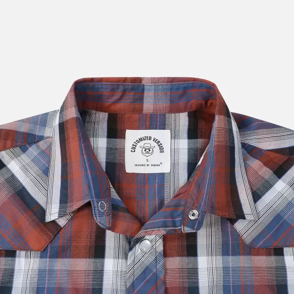 Dubinik® Western Shirts for Men Short Sleeve Plaid Pearl Snap Shirts for Men Button Up Shirt Cowboy Casual Work Shirt