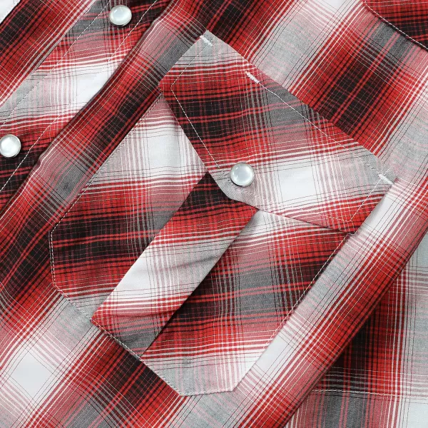 Dubinik® Western Shirts for Men Short Sleeve Plaid Pearl Snap Shirts for Men Button Up Shirt Cowboy Casual Work Shirt
