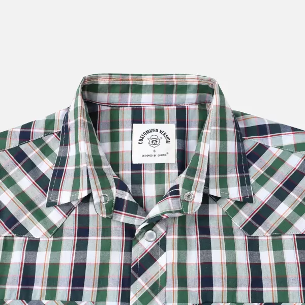 Dubinik® Western Shirts for Men Short Sleeve Plaid Pearl Snap Shirts for Men Button Up Shirt Cowboy Casual Work Shirt