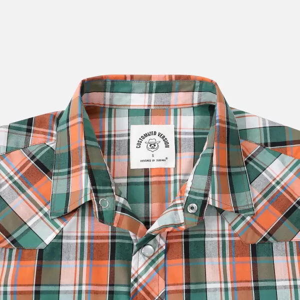 Dubinik® Western Shirts for Men Short Sleeve Plaid Pearl Snap Shirts for Men Button Up Shirt Cowboy Casual Work Shirt