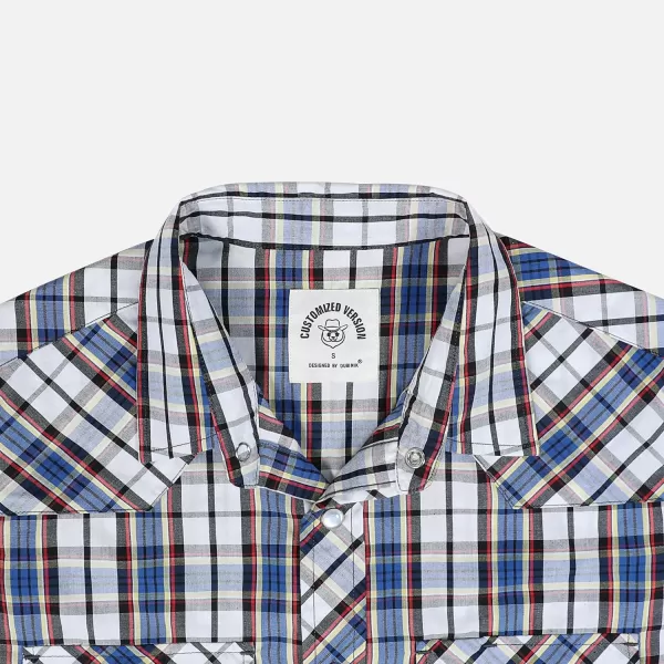 Dubinik® Western Shirts for Men Short Sleeve Plaid Pearl Snap Shirts for Men Button Up Shirt Cowboy Casual Work Shirt
