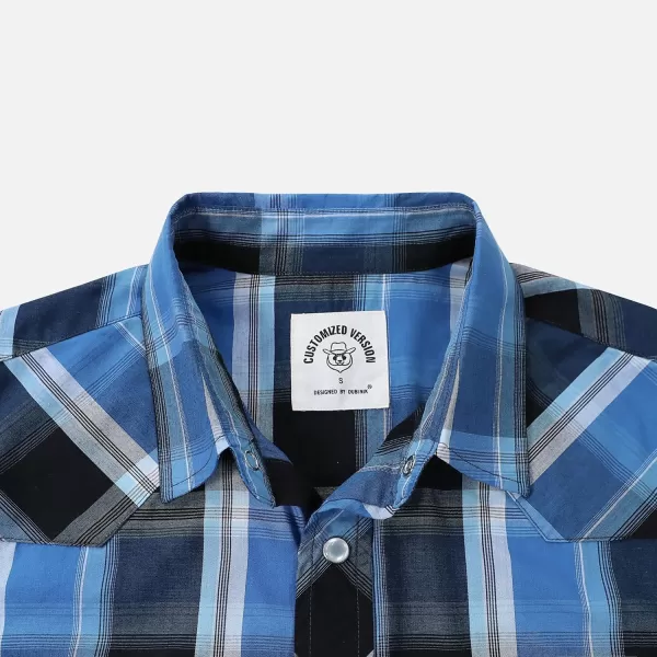 Dubinik® Western Shirts for Men Short Sleeve Plaid Pearl Snap Shirts for Men Button Up Shirt Cowboy Casual Work Shirt