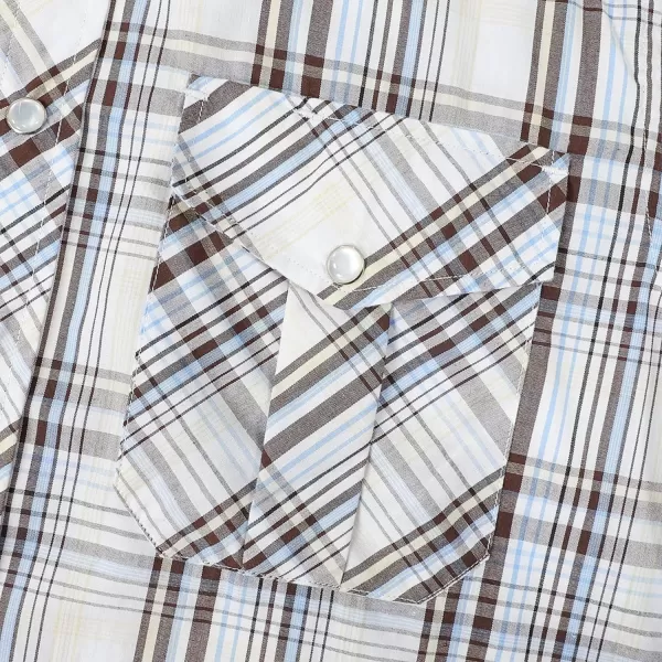 Dubinik® Western Shirts for Men Short Sleeve Plaid Pearl Snap Shirts for Men Button Up Shirt Cowboy Casual Work Shirt