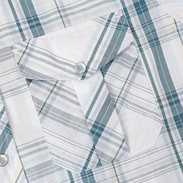 Dubinik® Western Shirts for Men Short Sleeve Plaid Pearl Snap Shirts for Men Button Up Shirt Cowboy Casual Work Shirt