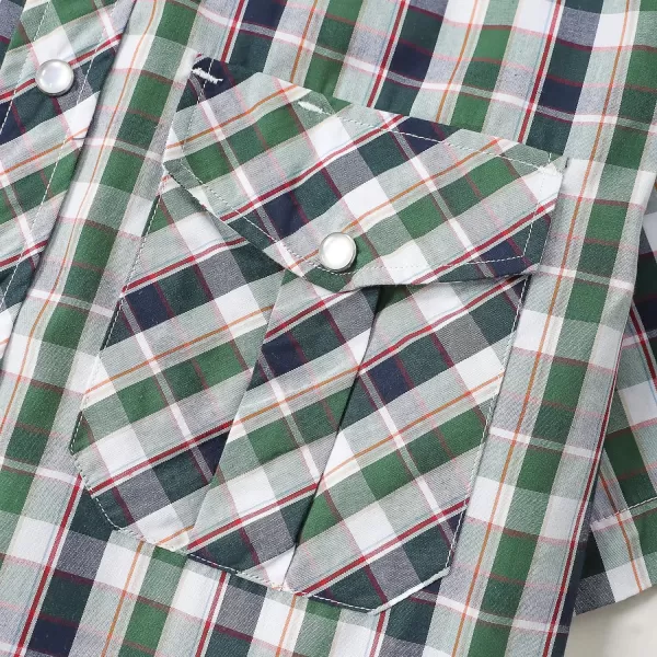 Dubinik® Western Shirts for Men Short Sleeve Plaid Pearl Snap Shirts for Men Button Up Shirt Cowboy Casual Work Shirt