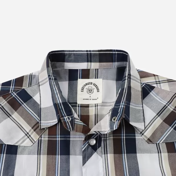 Dubinik® Western Shirts for Men Short Sleeve Plaid Pearl Snap Shirts for Men Button Up Shirt Cowboy Casual Work Shirt