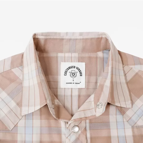 Dubinik® Western Shirts for Men Short Sleeve Plaid Pearl Snap Shirts for Men Button Up Shirt Cowboy Casual Work Shirt