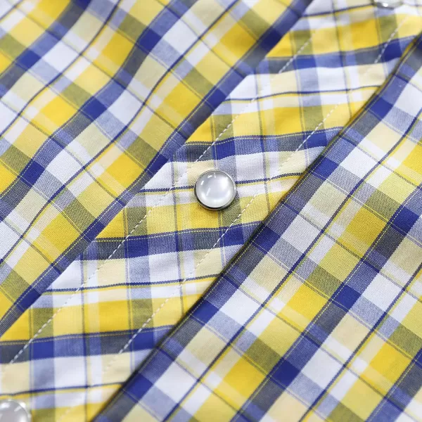 Dubinik® Western Shirts for Men Short Sleeve Plaid Pearl Snap Shirts for Men Button Up Shirt Cowboy Casual Work Shirt