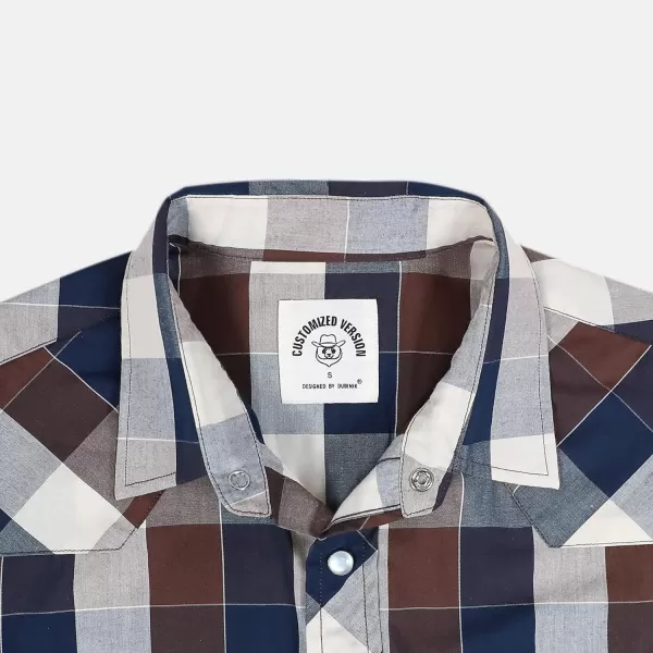 Dubinik® Western Shirts for Men Short Sleeve Plaid Pearl Snap Shirts for Men Button Up Shirt Cowboy Casual Work Shirt