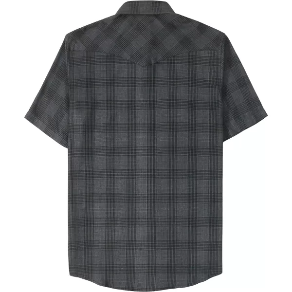 Dubinik®50% Viscose derived from Bamboo,50% Polyester Mens Short Sleeve Western Cowboy Pearl Snap Casual Plaid Shirts for Men