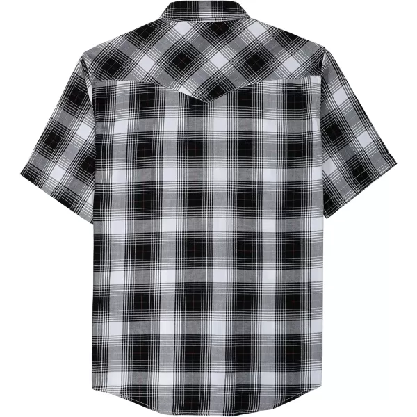 Dubinik®50% Viscose derived from Bamboo,50% Polyester Mens Short Sleeve Western Cowboy Pearl Snap Casual Plaid Shirts for Men