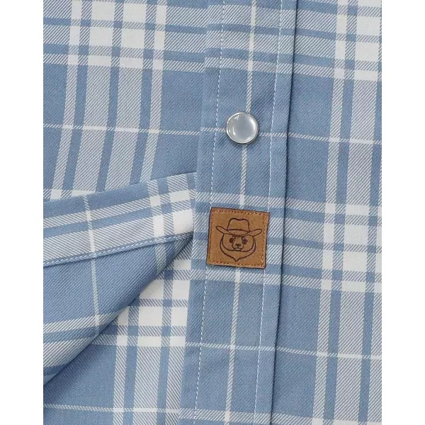 Dubinik®50% Viscose derived from Bamboo,50% Polyester Mens Short Sleeve Western Cowboy Pearl Snap Casual Plaid Shirts for Men