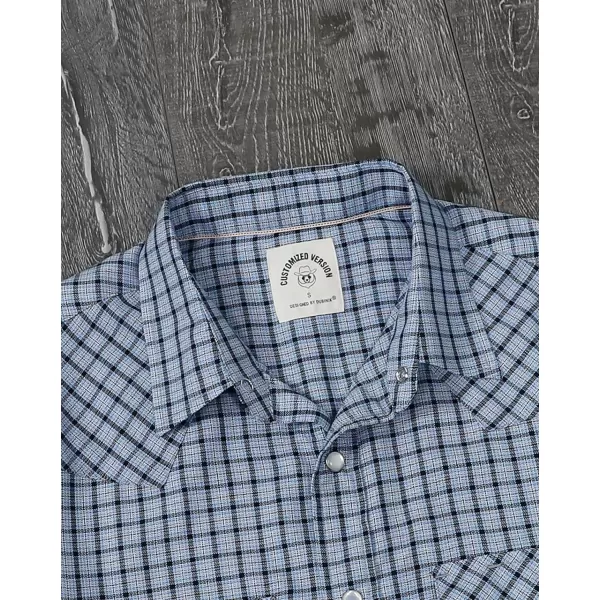 Dubinik®50% Viscose derived from Bamboo,50% Polyester Mens Short Sleeve Western Cowboy Pearl Snap Casual Plaid Shirts for Men