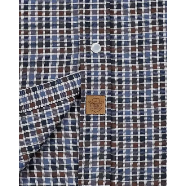 Dubinik®50% Viscose derived from Bamboo,50% Polyester Mens Short Sleeve Western Cowboy Pearl Snap Casual Plaid Shirts for Men