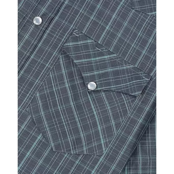 Dubinik®50% Viscose derived from Bamboo,50% Polyester Mens Short Sleeve Western Cowboy Pearl Snap Casual Plaid Shirts for Men