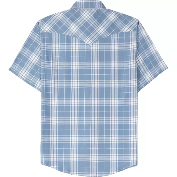 Dubinik®50% Viscose derived from Bamboo,50% Polyester Mens Short Sleeve Western Cowboy Pearl Snap Casual Plaid Shirts for Men