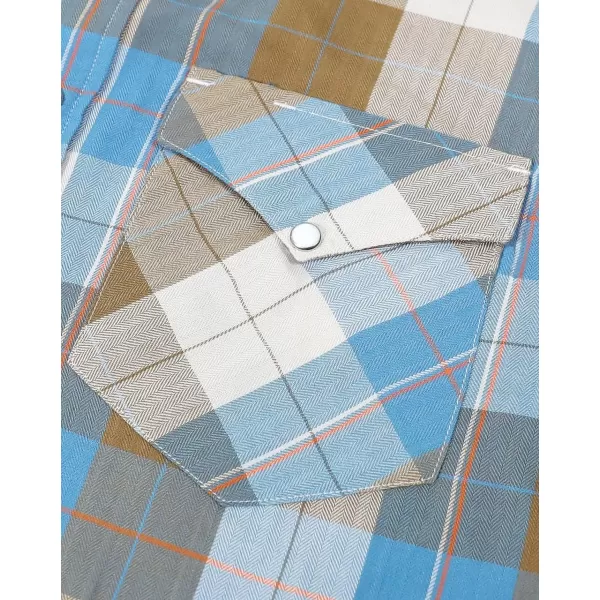 Dubinik®50% Viscose derived from Bamboo,50% Polyester Mens Short Sleeve Western Cowboy Pearl Snap Casual Plaid Shirts for Men
