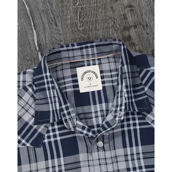 Dubinik®50% Viscose derived from Bamboo,50% Polyester Mens Short Sleeve Western Cowboy Pearl Snap Casual Plaid Shirts for Men
