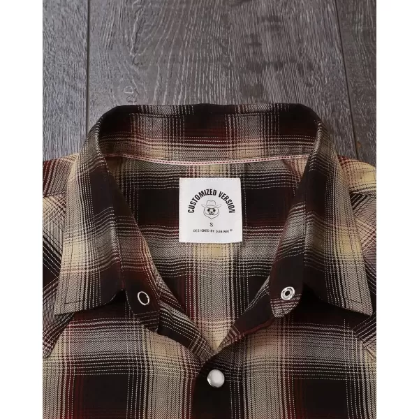 Dubinik®50% Viscose derived from Bamboo,50% Polyester Mens Short Sleeve Western Cowboy Pearl Snap Casual Plaid Shirts for Men