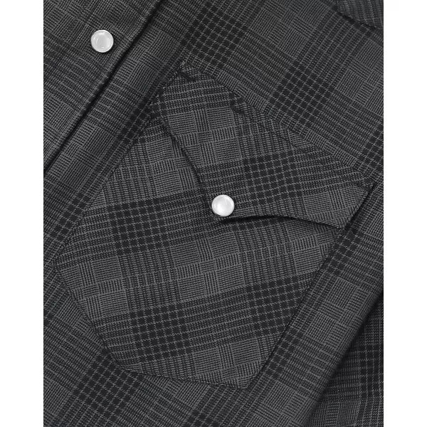 Dubinik®50% Viscose derived from Bamboo,50% Polyester Mens Short Sleeve Western Cowboy Pearl Snap Casual Plaid Shirts for Men