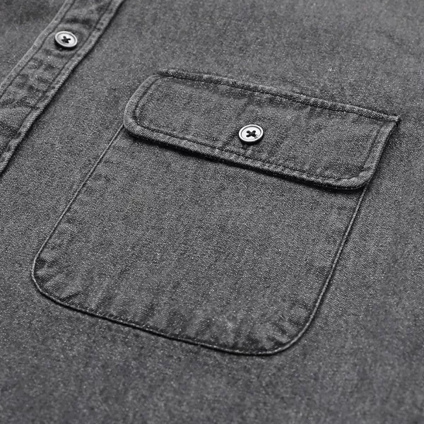 Dubinik®Mens Short Sleeve Button Down Shirts Denim Short Sleeve Shirt Men Two Pocket Western Soft Work Casual Denim Shirt
