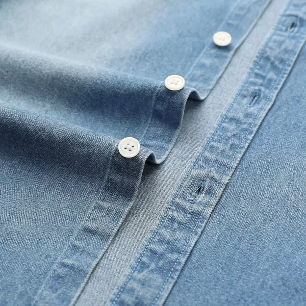 Dubinik®Mens Short Sleeve Button Down Shirts Denim Short Sleeve Shirt Men Two Pocket Western Soft Work Casual Denim Shirt