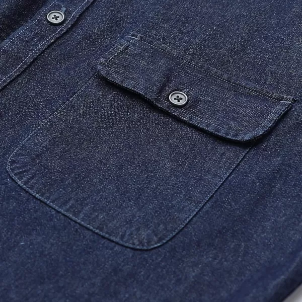 Dubinik®Mens Short Sleeve Button Down Shirts Denim Short Sleeve Shirt Men Two Pocket Western Soft Work Casual Denim Shirt