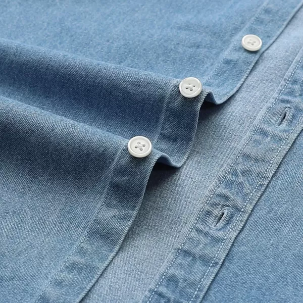 Dubinik®Mens Short Sleeve Button Down Shirts Denim Short Sleeve Shirt Men Two Pocket Western Soft Work Casual Denim Shirt