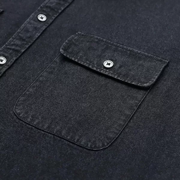 Dubinik®Mens Short Sleeve Button Down Shirts Denim Short Sleeve Shirt Men Two Pocket Western Soft Work Casual Denim Shirt