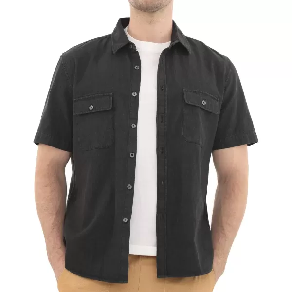 Dubinik®Mens Short Sleeve Button Down Shirts Denim Short Sleeve Shirt Men Two Pocket Western Soft Work Casual Denim Shirt