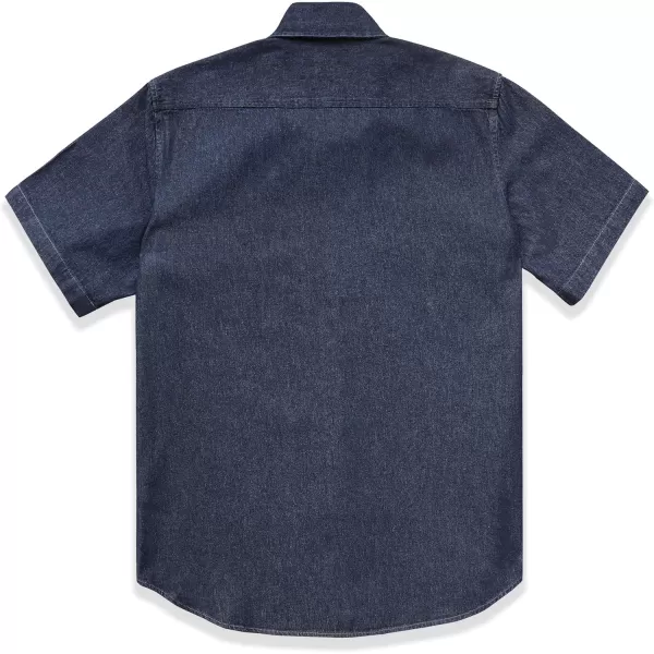 Dubinik®Mens Short Sleeve Button Down Shirts Denim Short Sleeve Shirt Men Two Pocket Western Soft Work Casual Denim Shirt