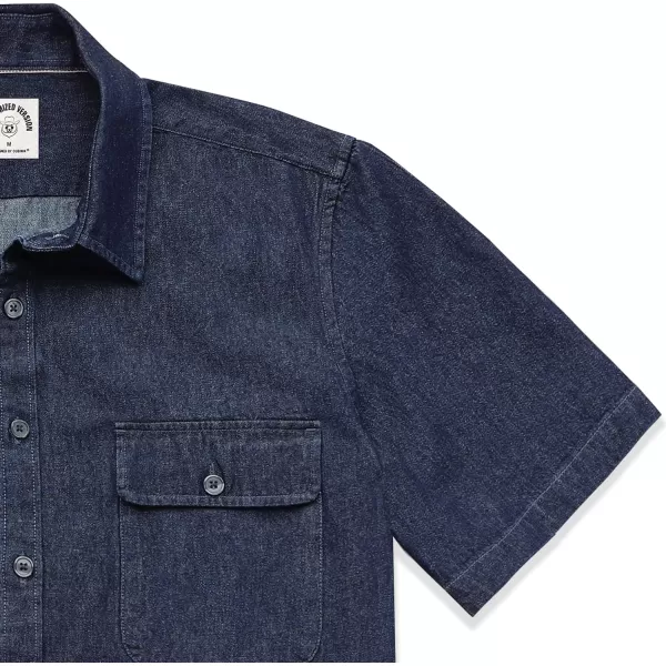 Dubinik®Mens Short Sleeve Button Down Shirts Denim Short Sleeve Shirt Men Two Pocket Western Soft Work Casual Denim Shirt