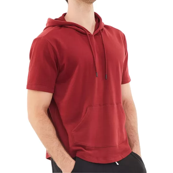 Dubinik®Short Sleeve Hoodie Lightweight Soft Cotton Moisture Wicking Kangaroo Pocket Short Sleeve Hoodie For Men