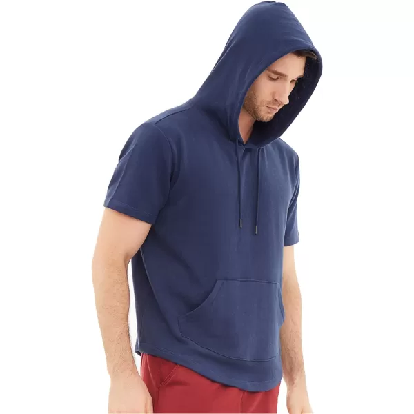 Dubinik®Short Sleeve Hoodie Lightweight Soft Cotton Moisture Wicking Kangaroo Pocket Short Sleeve Hoodie For Men