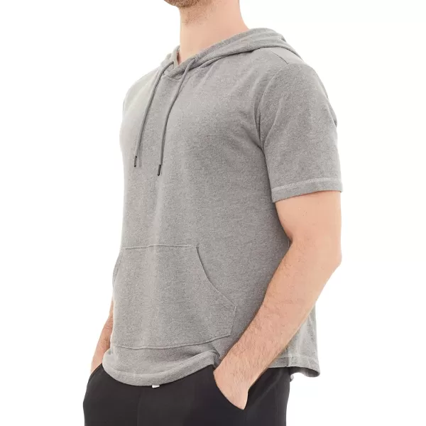 Dubinik®Short Sleeve Hoodie Lightweight Soft Cotton Moisture Wicking Kangaroo Pocket Short Sleeve Hoodie For Men