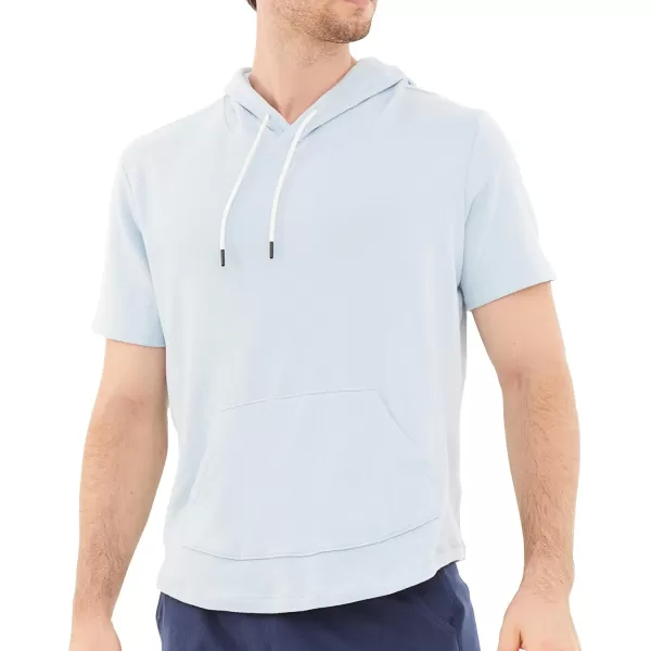 Dubinik®Short Sleeve Hoodie Lightweight Soft Cotton Moisture Wicking Kangaroo Pocket Short Sleeve Hoodie For Men