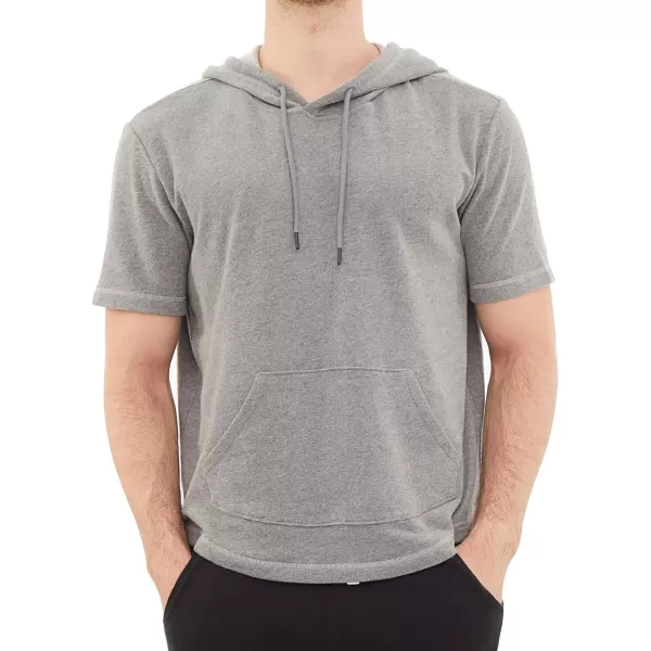Dubinik®Short Sleeve Hoodie Lightweight Soft Cotton Moisture Wicking Kangaroo Pocket Short Sleeve Hoodie For Men