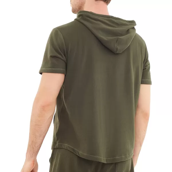 Dubinik®Short Sleeve Hoodie Lightweight Soft Cotton Moisture Wicking Kangaroo Pocket Short Sleeve Hoodie For Men