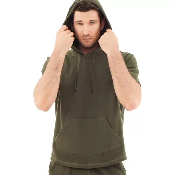 Dubinik®Short Sleeve Hoodie Lightweight Soft Cotton Moisture Wicking Kangaroo Pocket Short Sleeve Hoodie For Men