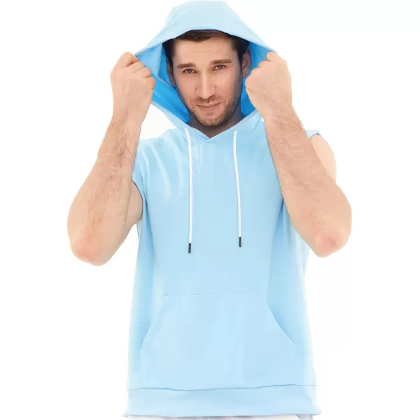 Dubinik®Short Sleeve Hoodie Lightweight Soft Cotton Moisture Wicking Kangaroo Pocket Short Sleeve Hoodie For Men