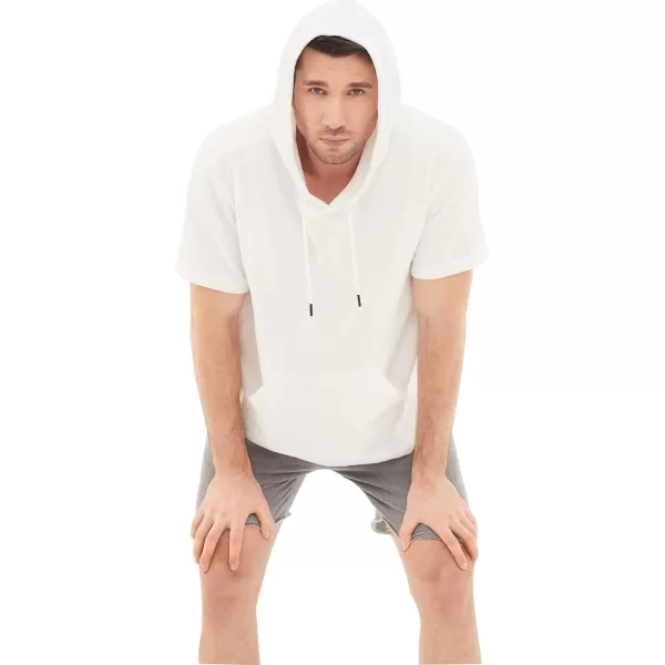 Dubinik®Short Sleeve Hoodie Lightweight Soft Cotton Moisture Wicking Kangaroo Pocket Short Sleeve Hoodie For Men