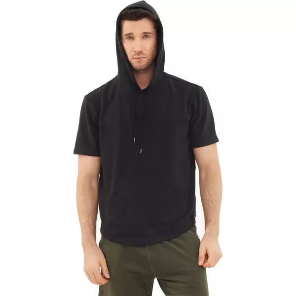 Dubinik®Short Sleeve Hoodie Lightweight Soft Cotton Moisture Wicking Kangaroo Pocket Short Sleeve Hoodie For Men