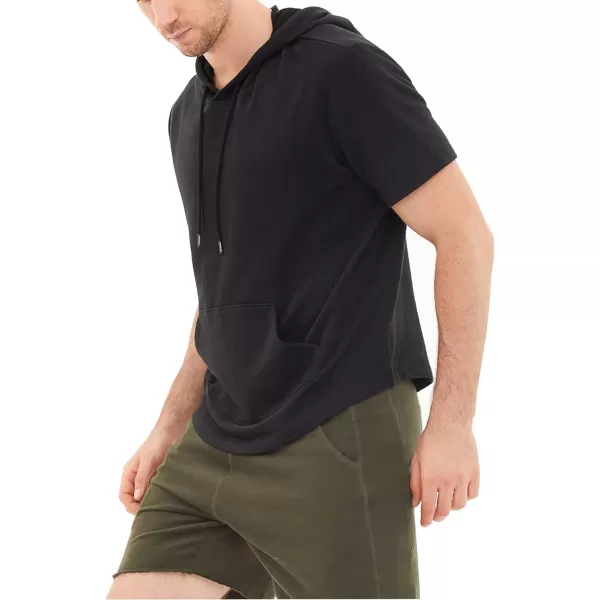 Dubinik®Short Sleeve Hoodie Lightweight Soft Cotton Moisture Wicking Kangaroo Pocket Short Sleeve Hoodie For Men