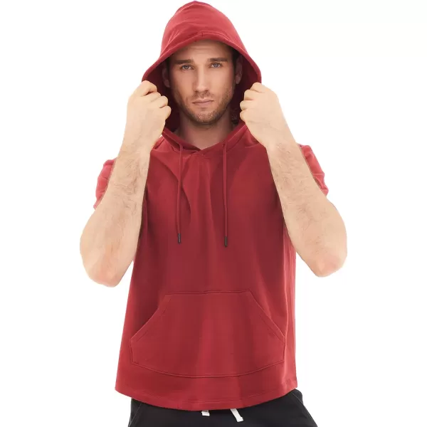 Dubinik®Short Sleeve Hoodie Lightweight Soft Cotton Moisture Wicking Kangaroo Pocket Short Sleeve Hoodie For Men