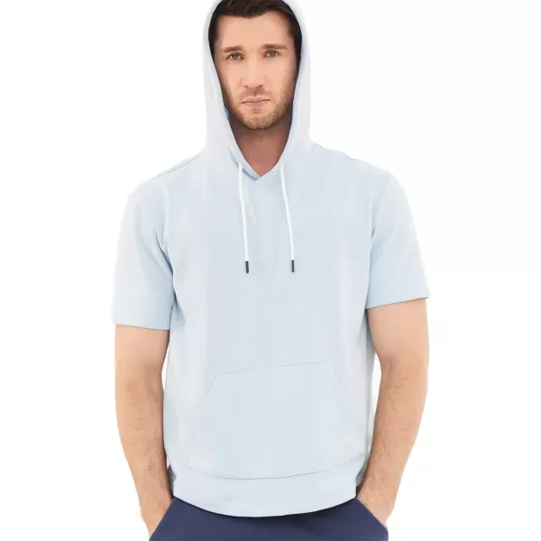 Dubinik®Short Sleeve Hoodie Lightweight Soft Cotton Moisture Wicking Kangaroo Pocket Short Sleeve Hoodie For Men