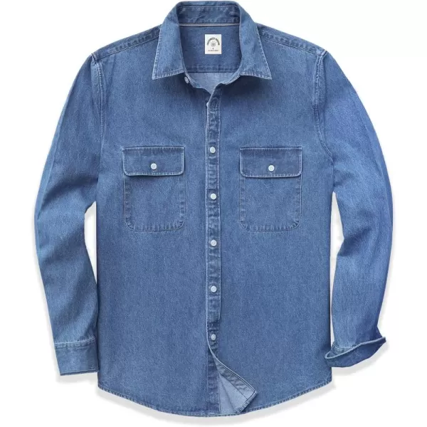 Dubinik® Denim Shirt Men Mens Denim Shirts Long Sleeve Mens Denim Button Down Shirt Cotton Regular Fit Casual Work Shirts