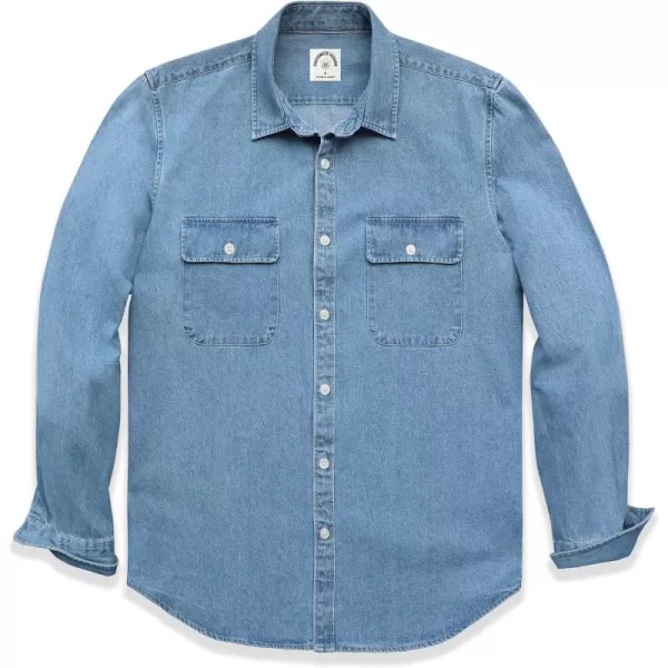 Dubinik® Denim Shirt Men Mens Denim Shirts Long Sleeve Mens Denim Button Down Shirt Cotton Regular Fit Casual Work Shirts