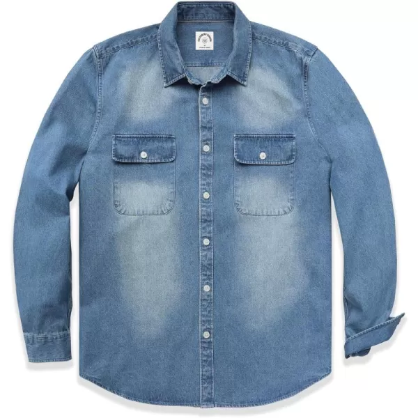 Dubinik® Denim Shirt Men Mens Denim Shirts Long Sleeve Mens Denim Button Down Shirt Cotton Regular Fit Casual Work Shirts